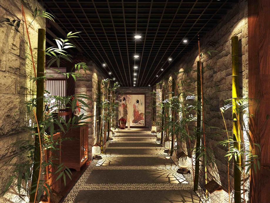 日本料理店装修设计 - 走廊设计和灯光